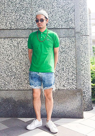ラコステポロシャツ緑1